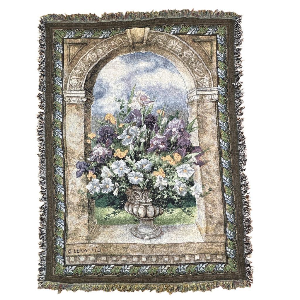 ラグ ブランケット マルチカバー タペストリー フラワー 花 アート 芸術 花瓶 レナリウ エレガント Rug Throw Blanket Flower 2475