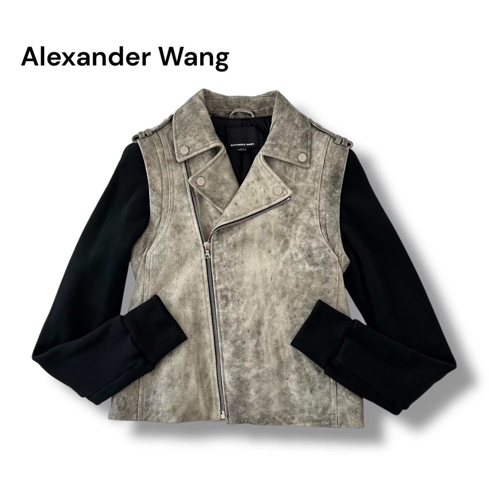 Alexander Wang アレキサンダーワン 2 WAY ラムレザー ライダース 切り替え レザーベスト サイズ2 M