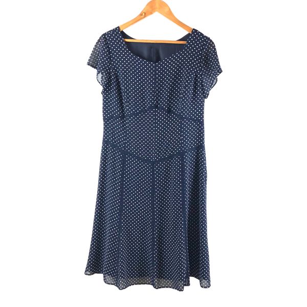 ニジュウサンク 23区 ワンピース 水玉 レース フ 裏地付き タグ付き ネイビー系 984622