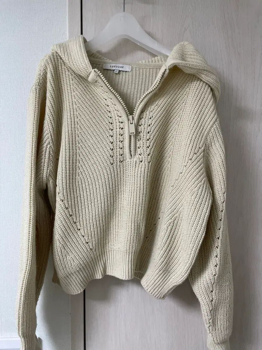 LOEUVRE フード付きニット ジップアップ
