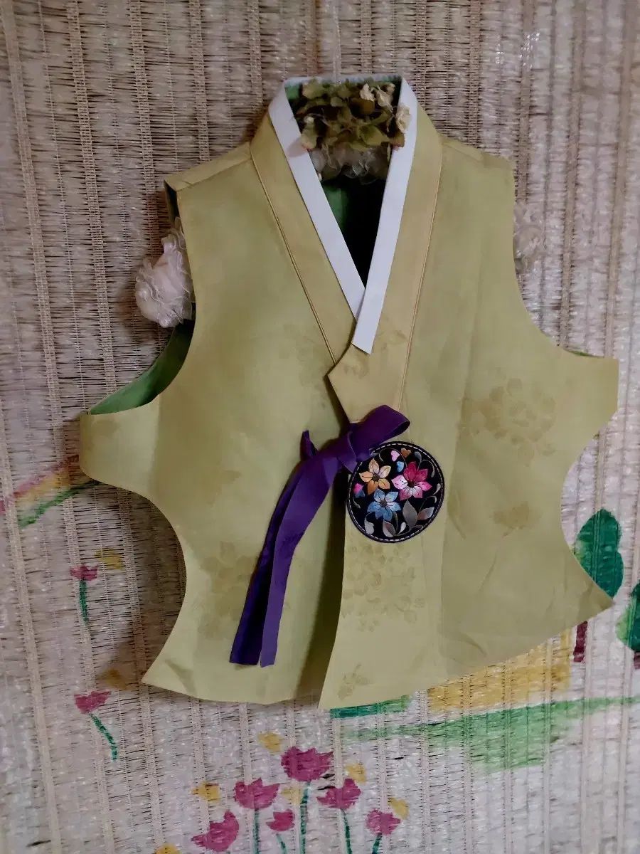 レディース チマチョゴリ シルク ライトグリーン 唐衣 タンイ 褙子 ペジャ 55 66