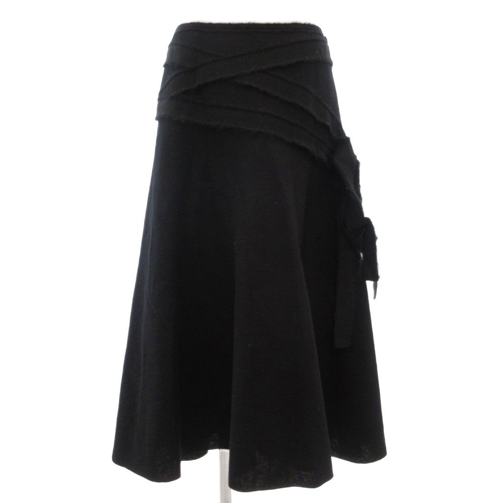 ヒロココシノ HIROKO KOSHINO フ スカート ロング マキシ フリルデザイン 40 黒 ブラック |GV GY 60