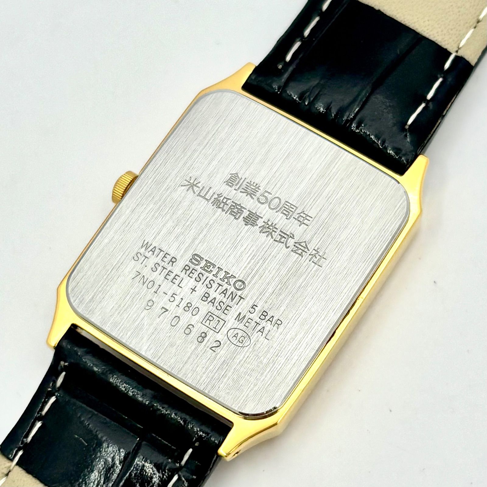 | 電池 SEIKO セイコー SPIRIT スピリット メンズ 腕時計 ローマン レクタンギュラー ゴールド 7 N 01-5180 970682 ベルト 刻印あり 腕時計(クォーツ) 腕時計(アナログ)