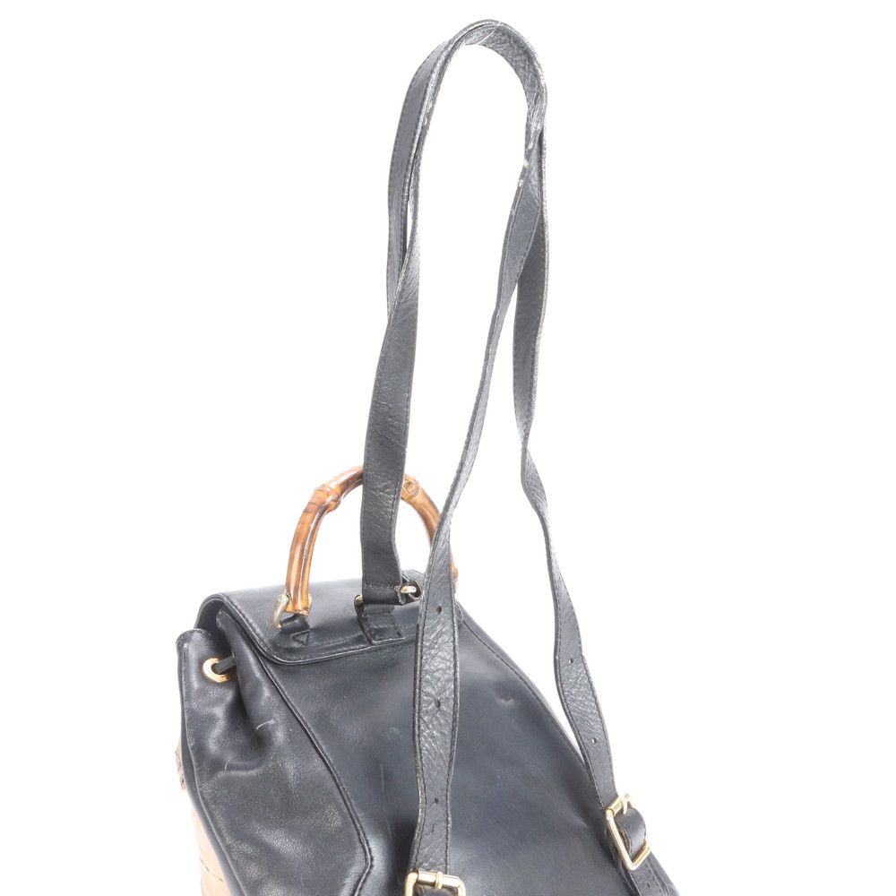 美品 ヴィンテージ オールド グッチ バンブー レザー リュックサック