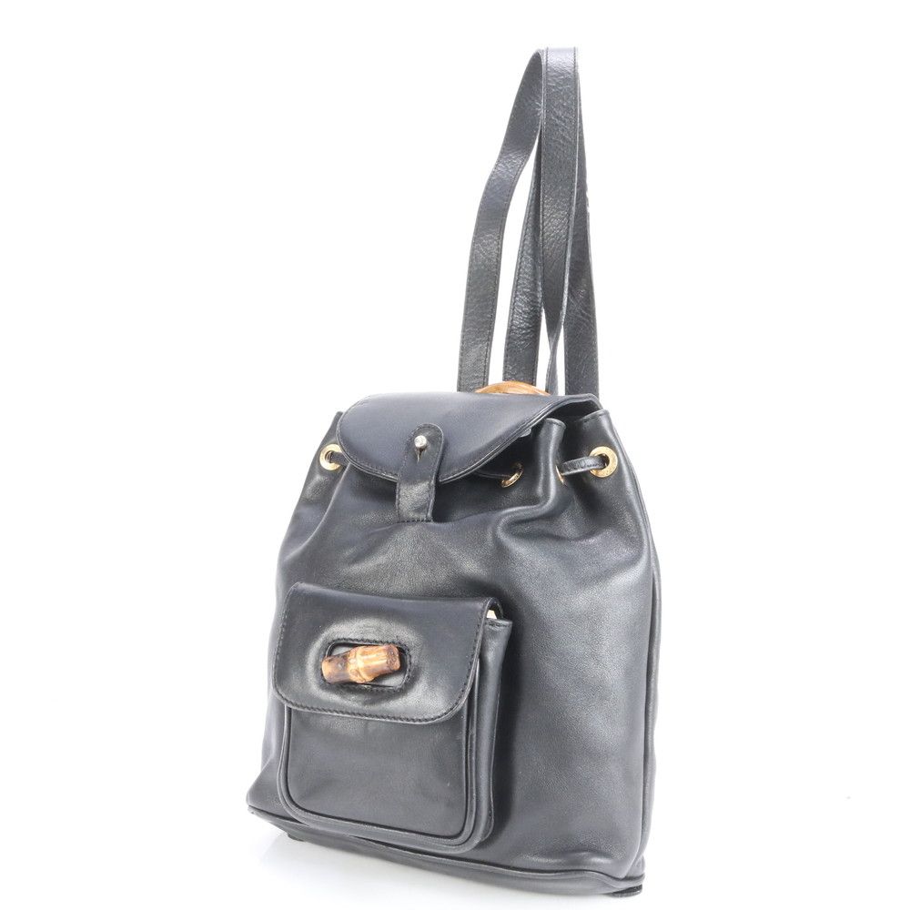 【極美品】オールドグッチ オールレザー バンブー リュックサック 巾着 希少色 グッチ オールドグッチ バンブー ミニ リュック バックパック