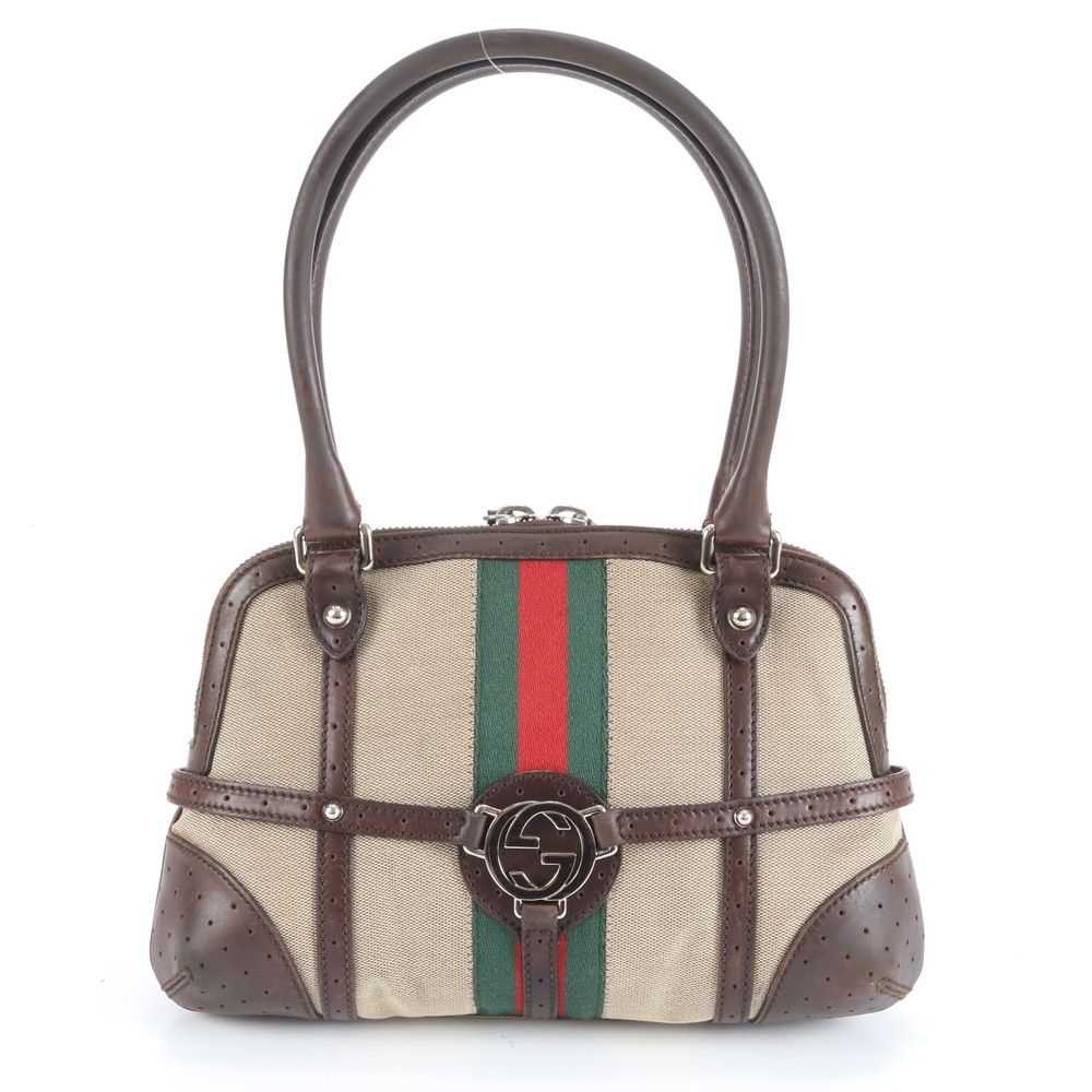 グッチ シェリー ライン インターロッキングG 114882 レザー ショルダーバッグ 肩掛け ブラウン レディース RWM DD 11-4