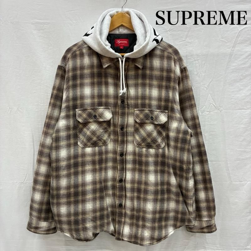 シュプリーム 21AW Hooded Flannel Zip Up Shirt ジップアップ 