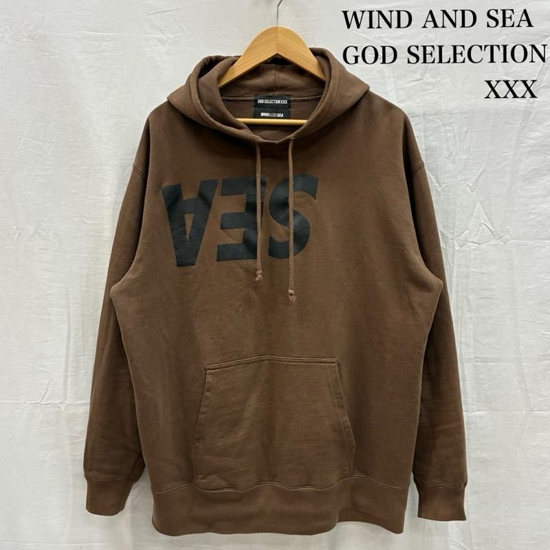 【中古】ウィンダンシー WIND AND SEA × GOD SELECTION XXX STRAIGHT HOODED SWEAT SHIRT BROWN ゴッド セレクション ウィンダンシー GOD SELECTION XXX ゴッドセレクション コラボ プル