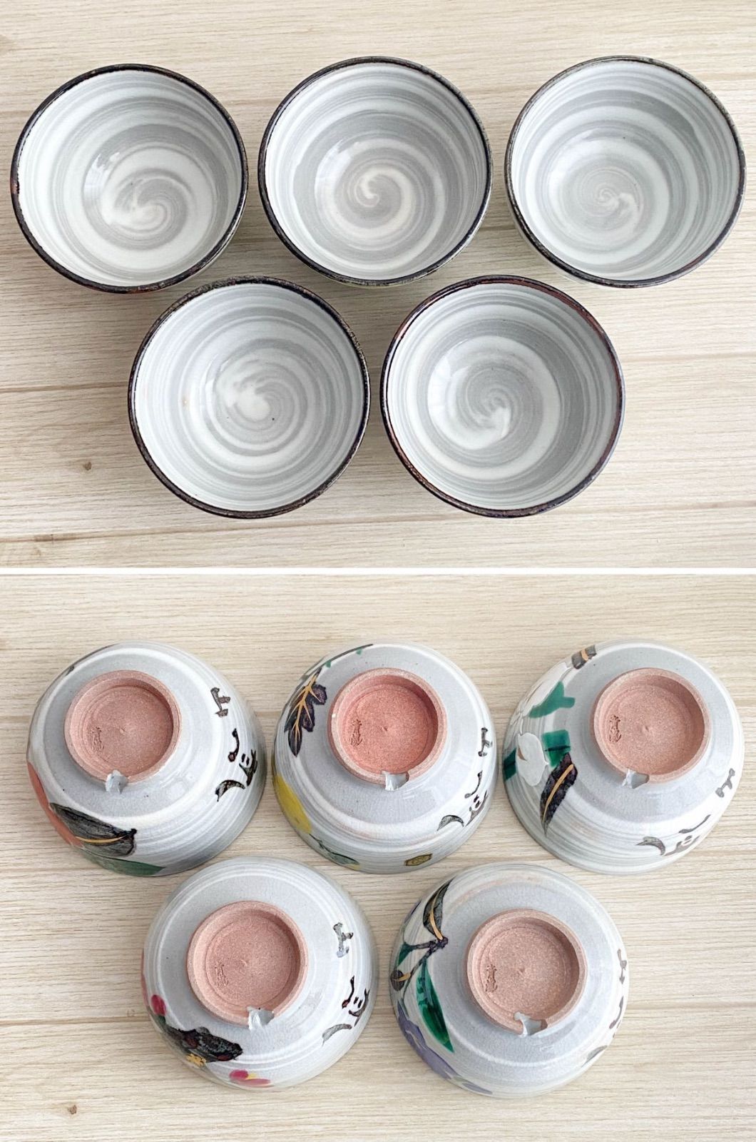 SK232】たち吉 橘吉 乾山 青嵐 花色絵 お茶呑茶碗 5客揃え 共箱入 和