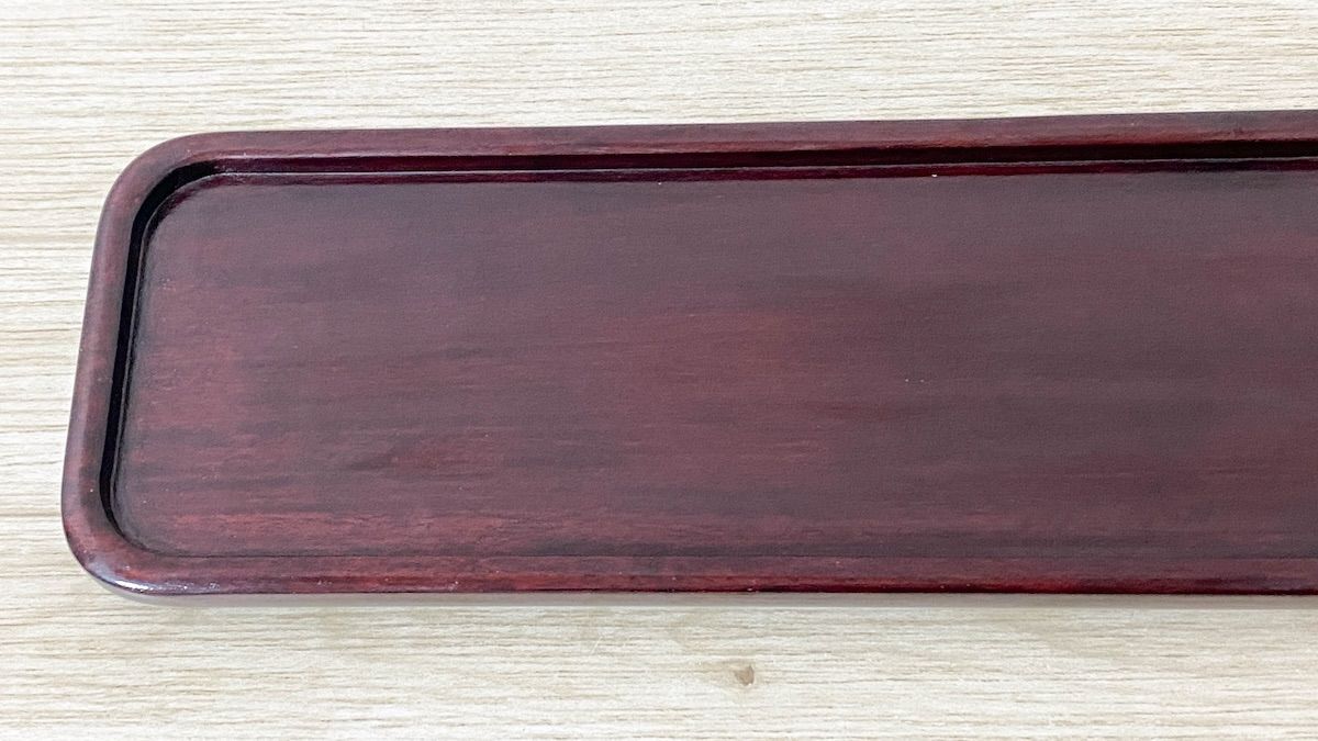 TK242】宗家 唐木 無垢材 一文字盆 茶器 箱入 煎茶道具 長盆 煎茶盆