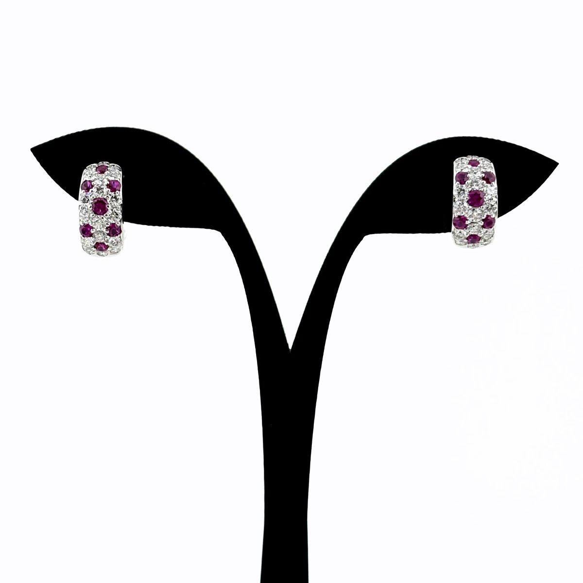 ミキモト ルビー デザインイヤリング メレダイヤ イヤリング K 18 ダイヤモンド レディース
