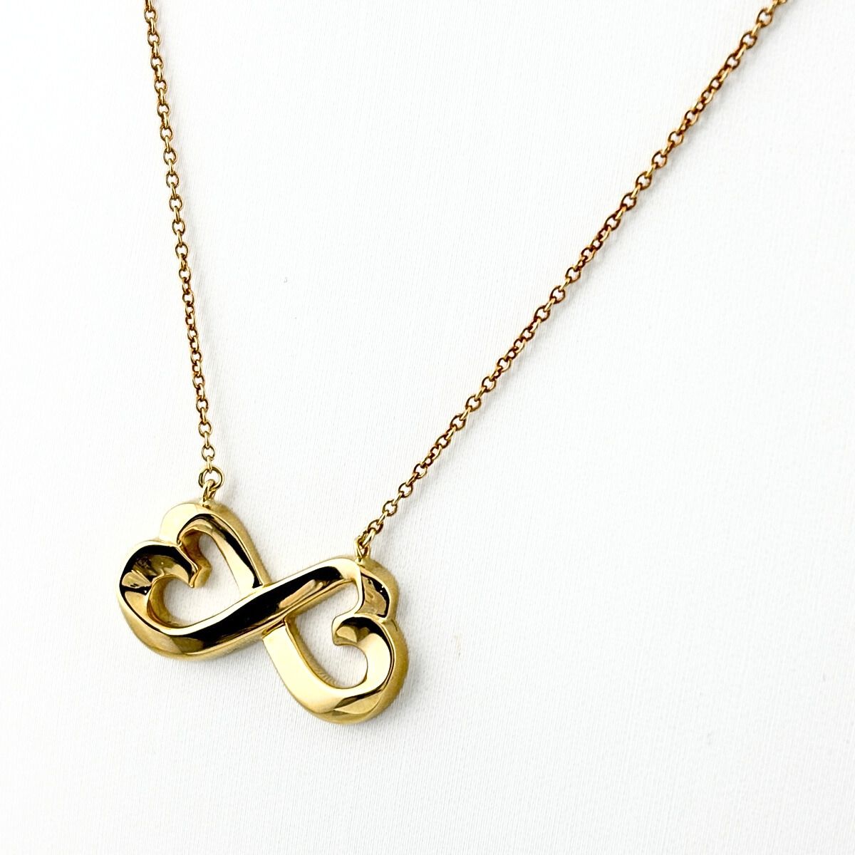 ティファニー TIFFANY-Co. ダブルラビングハート ネックレス YG イエローゴールド ペンダント 750 レディース