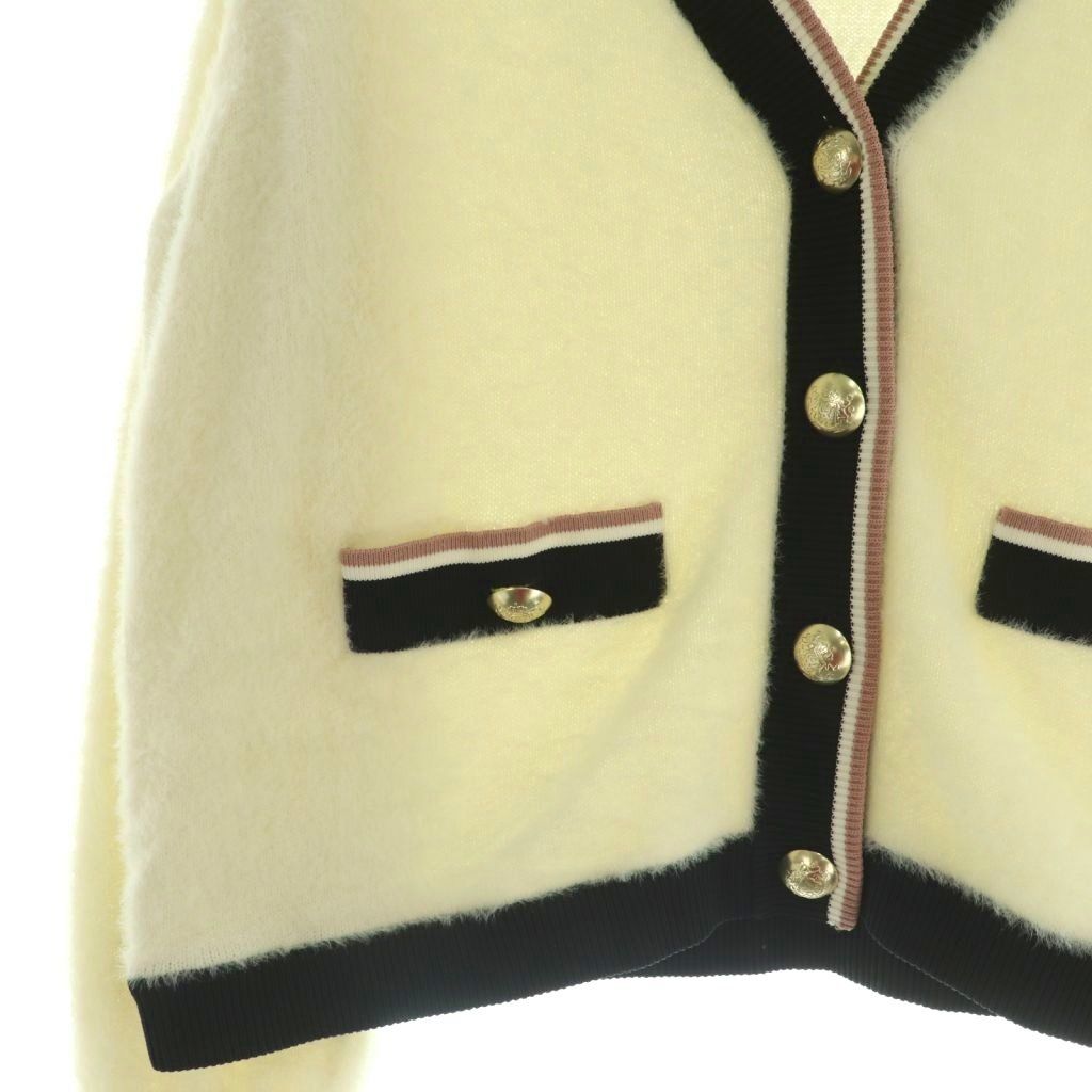 ダイアグラム グレースコンチネンタル Diagram GRACE 23 AW シャギーバイカラーニットカーディガン 36 ホワイト |MY OS カーディガン ボレロ アンサンブル トップス レディース