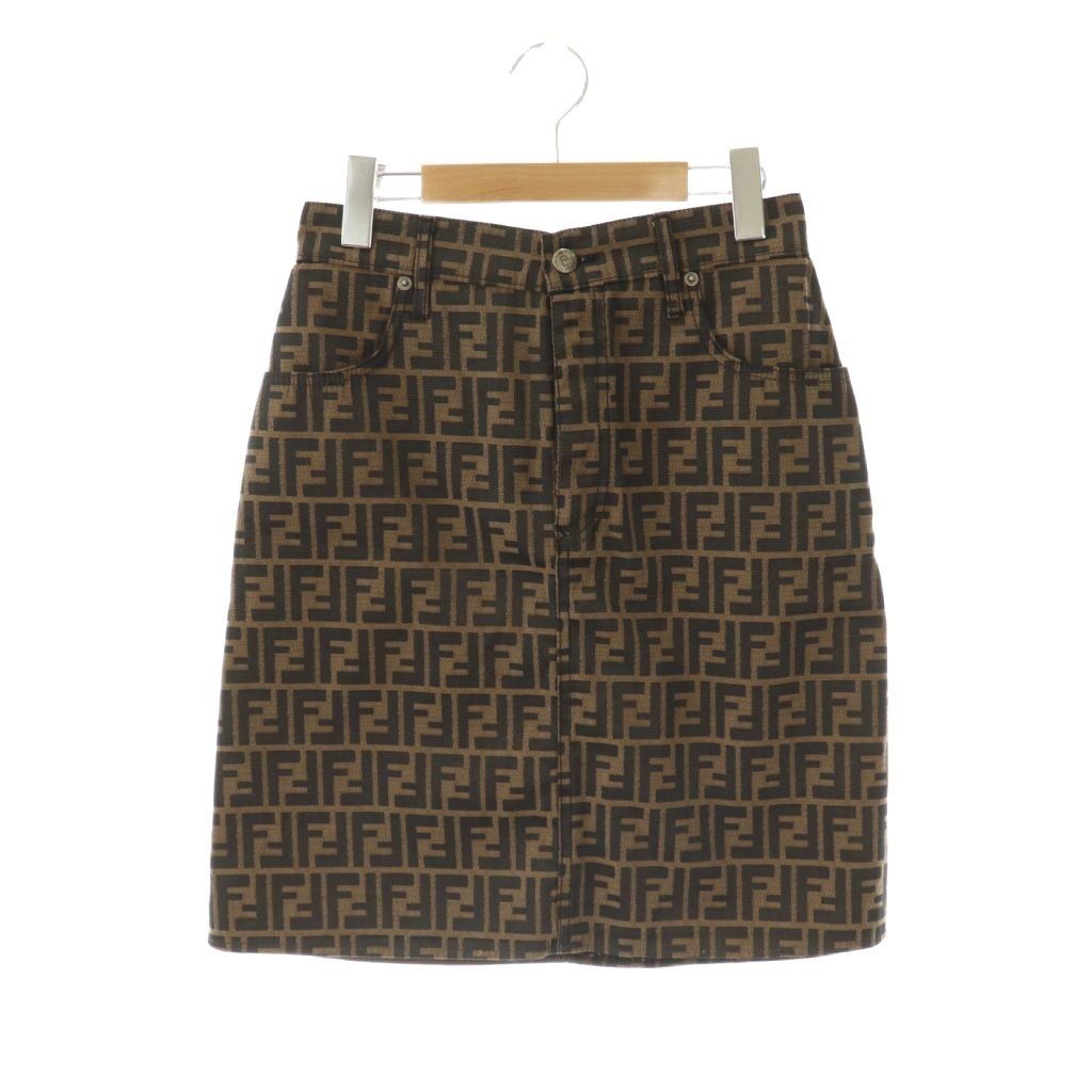 フェンディ FENDI ズッカ柄 タイトスカート ミニ I44 ブラウン /HK
