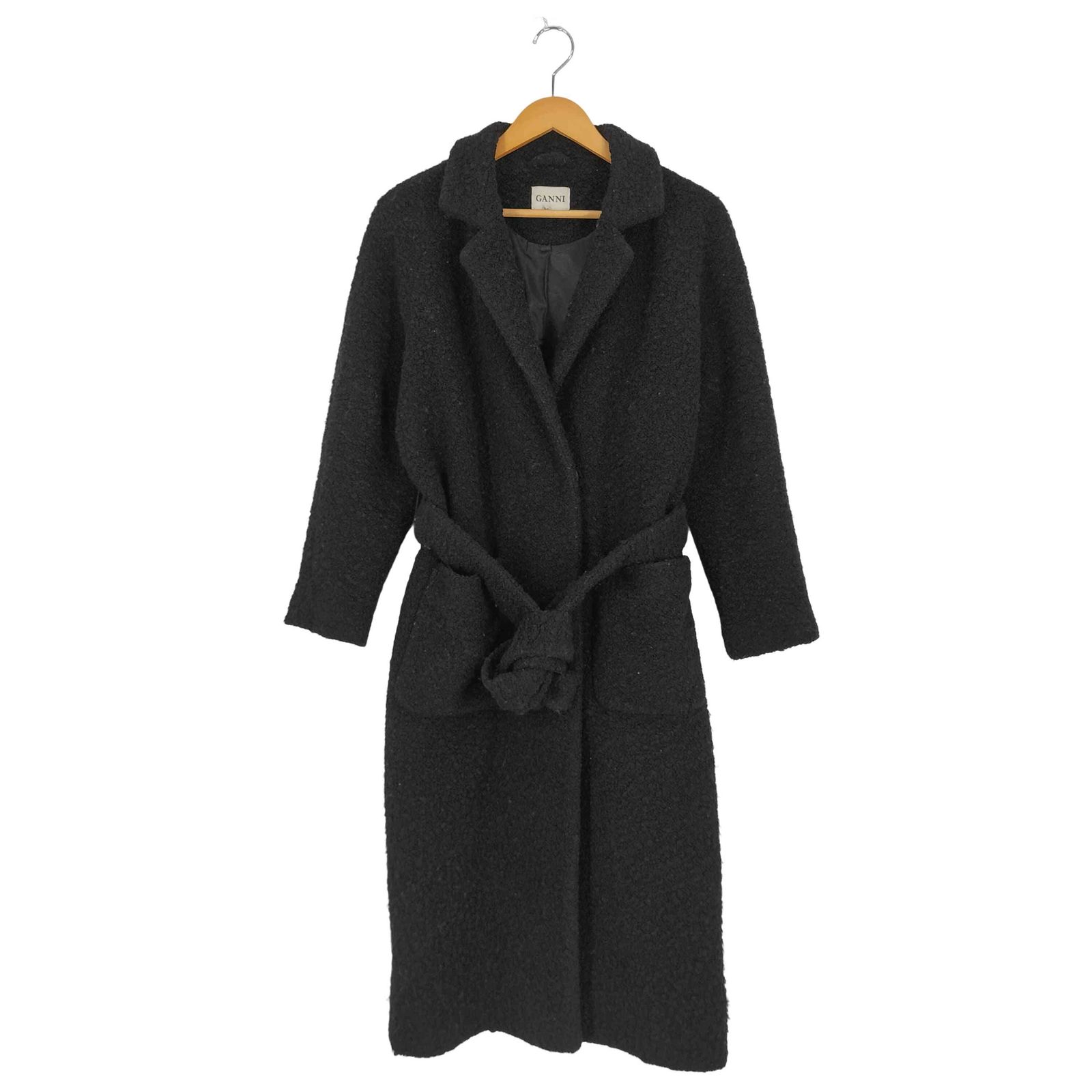 ガニー Ganni ウール ベルト付き ブークレーコート レディース import