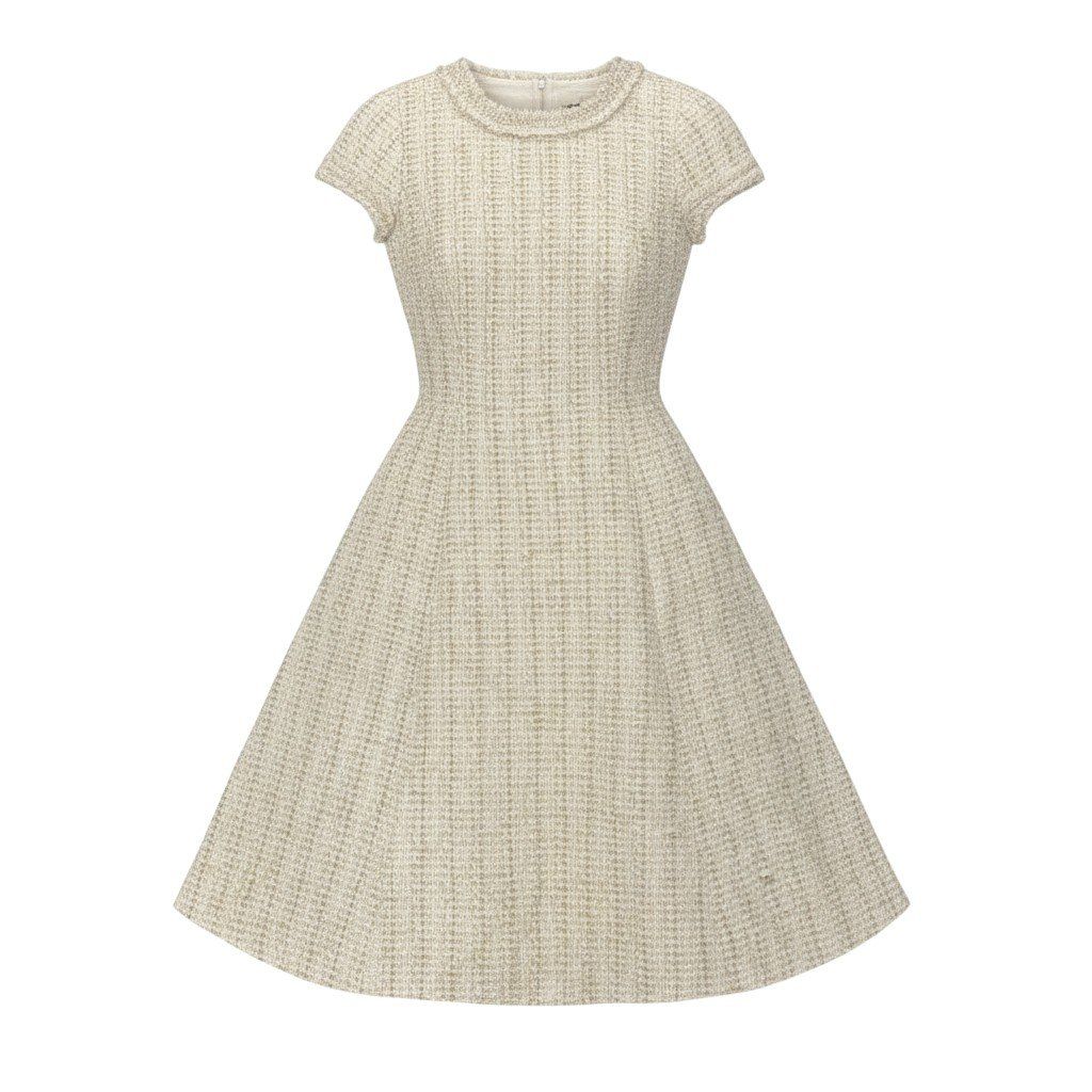 1 a 8 FOXEY フォクシー DRESS ツイードワンピース 半袖 ロングワンピース トップス 38 アイボリー レディース 女性用u 02 t