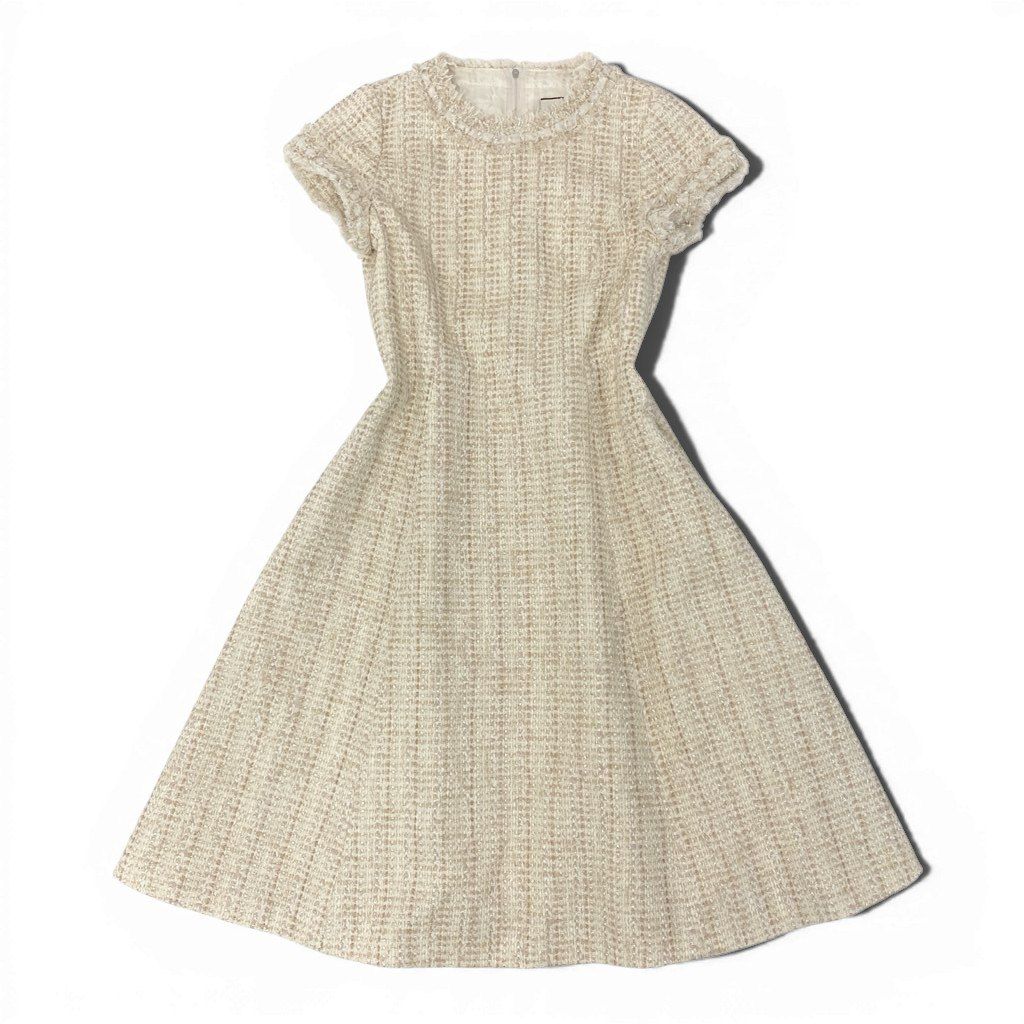 1 a 8 FOXEY フォクシー DRESS ツイードワンピース 半袖 ロングワンピース トップス 38 アイボリー レディース 女性用u 02 t
