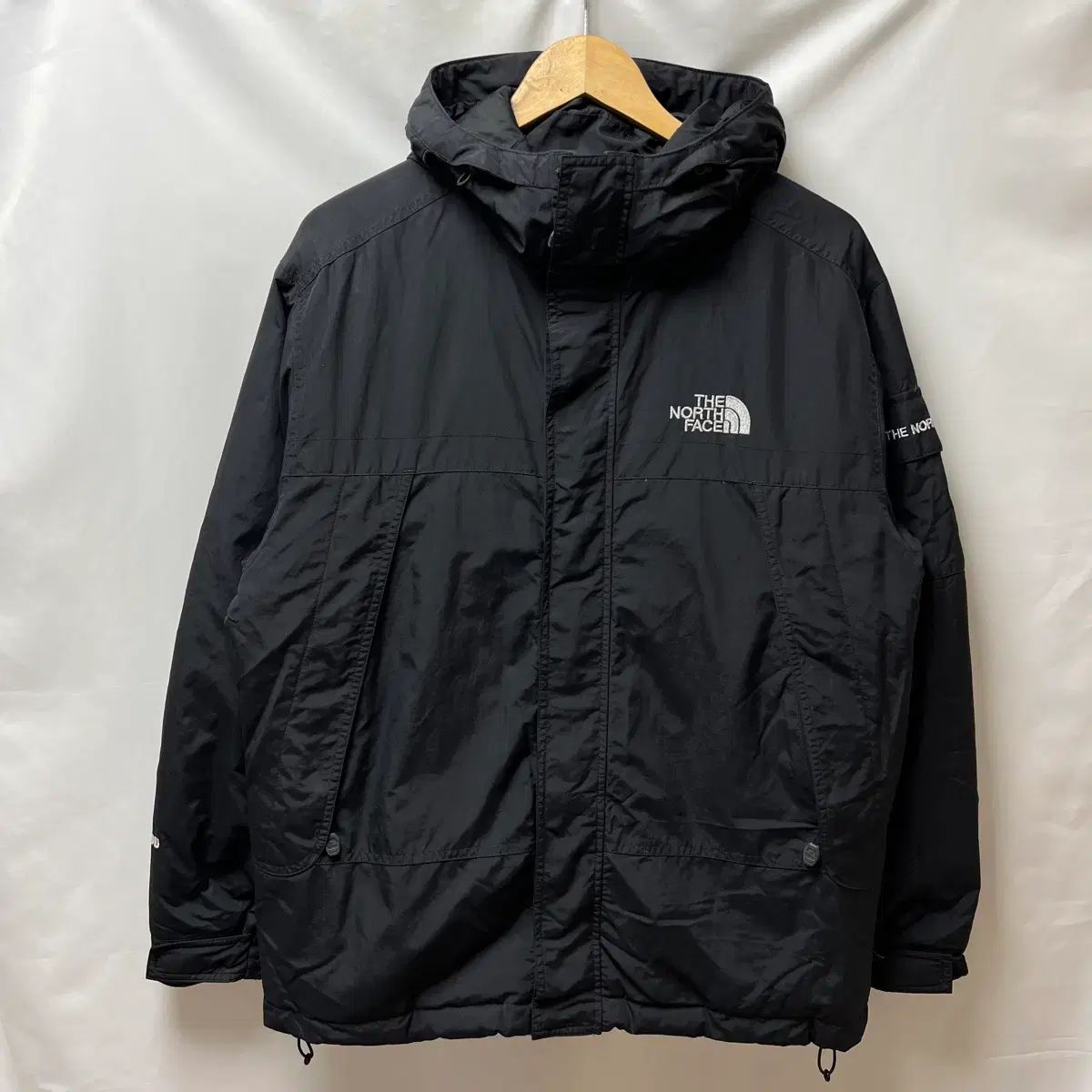 |M THE NORTH FACE ザノースフェイス 600 サイドロゴ ポケット ブラック ダウン ウィンドブレーカー