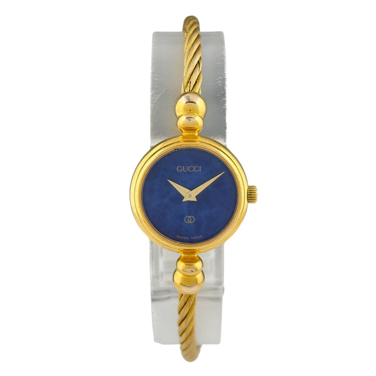 グッチ GUCCI バングルウォッチ 2700 L 腕時計 SS GP クォーツ ブルー レディース
