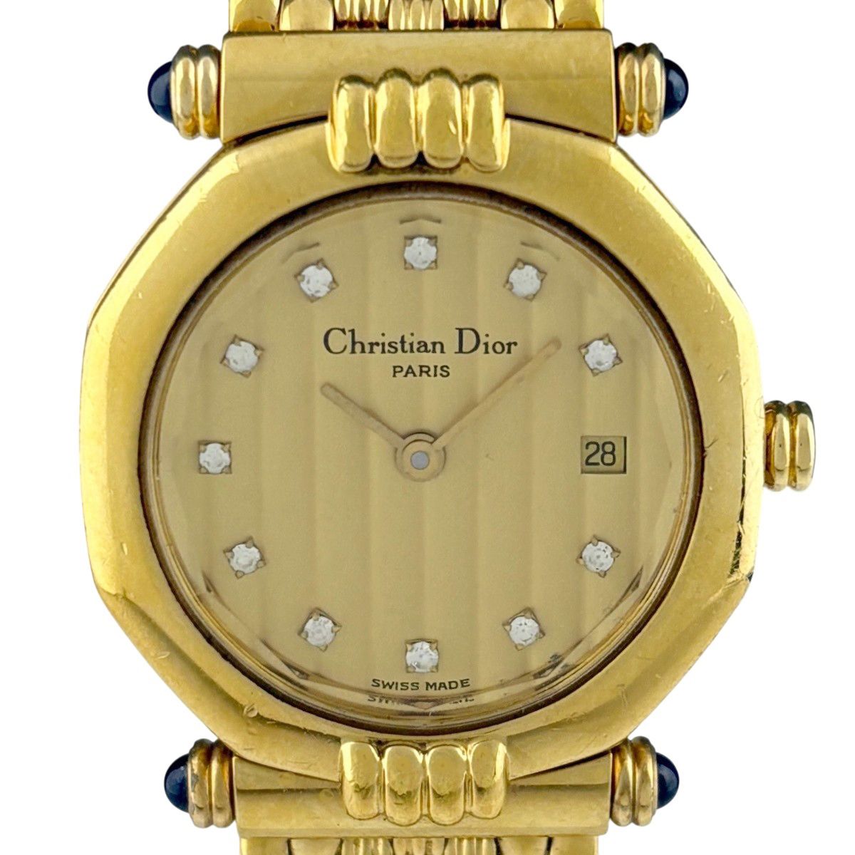 クリスチャンディオール Christian Dior オクタゴン D 64151 腕時計 SS GP クォーツ ゴールド レディース