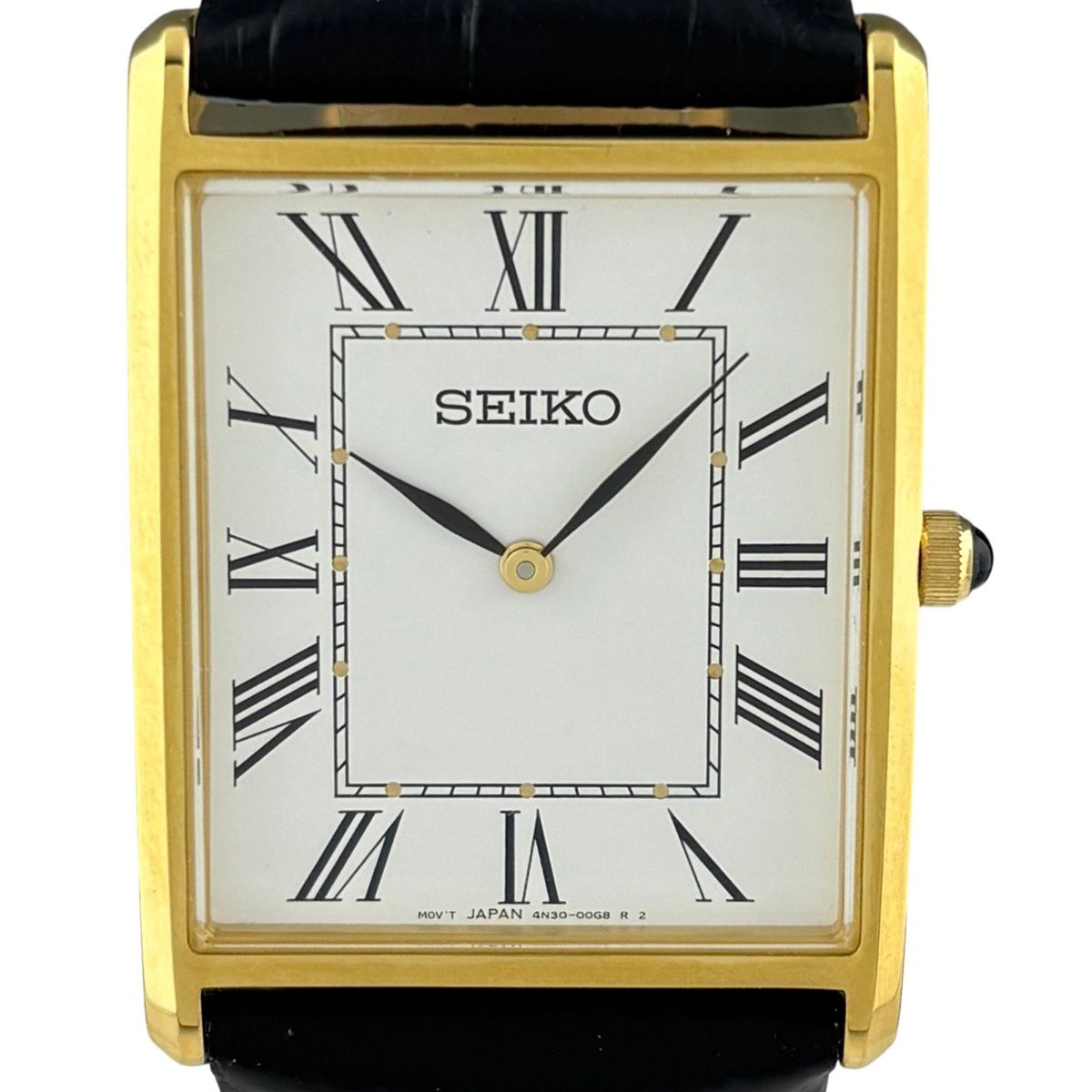 セイコー SEIKO エッセンシャルズ 4 N 30-00 G 0 腕時計 SS GP レザー クォーツ ホワイト メンズ