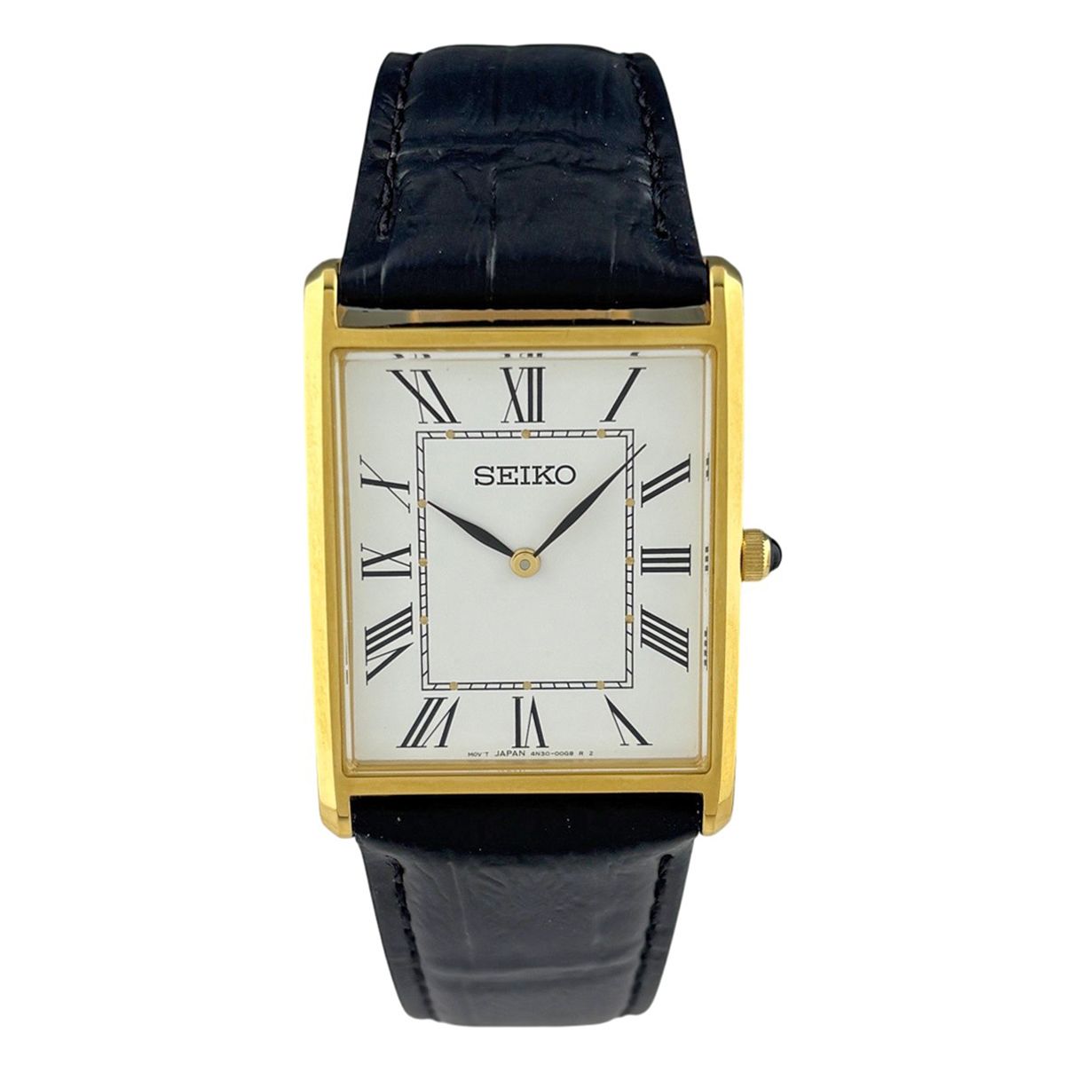 セイコー SEIKO エッセンシャルズ 4 N 30-00 G 0 腕時計 SS GP レザー クォーツ ホワイト メンズ