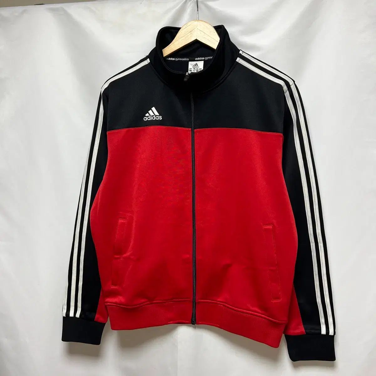 正規品/L adidas アディダス スプリット 3本線 ブラック/レッド 黒赤