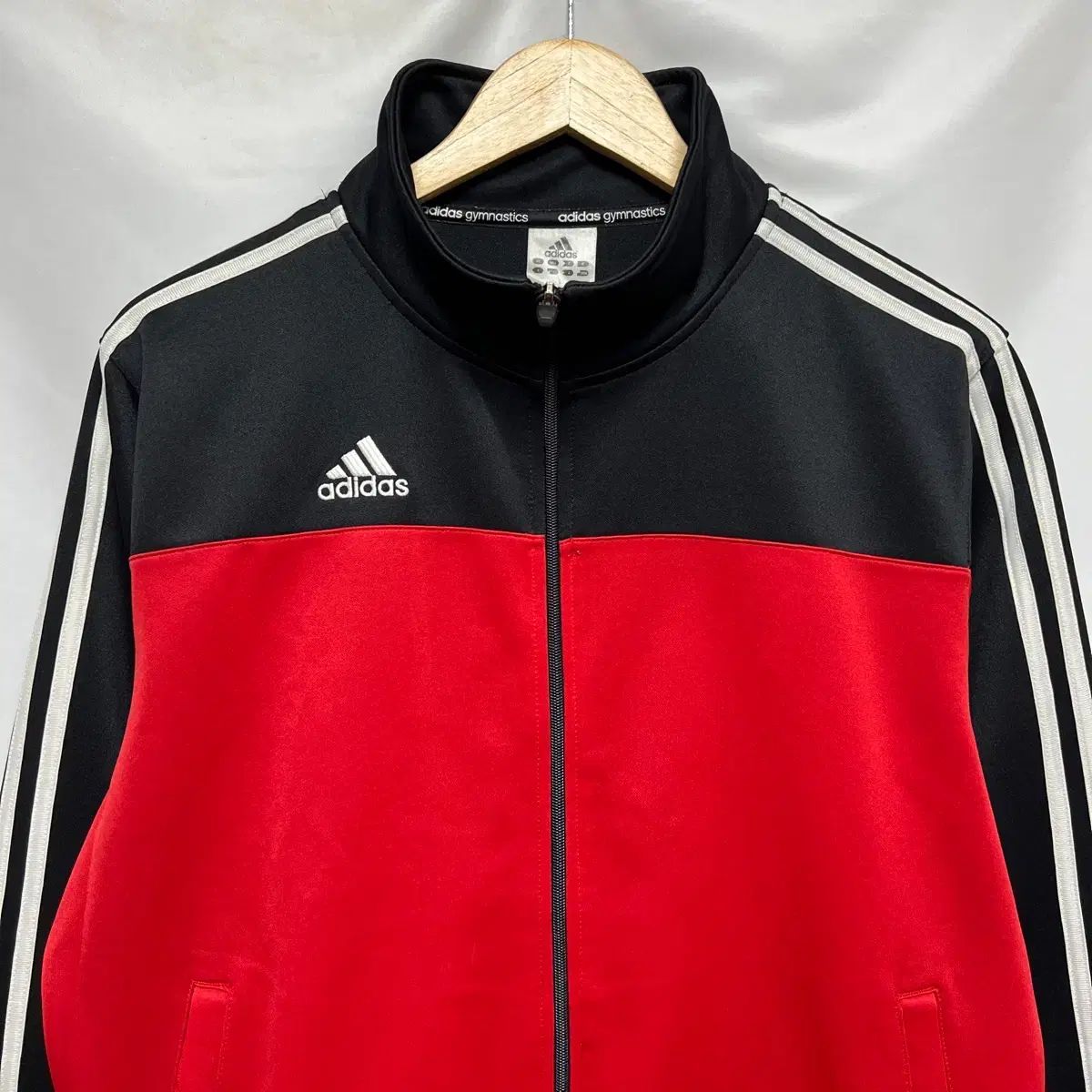 正規品/L adidas アディダス スプリット 3本線 ブラック/レッド 黒赤