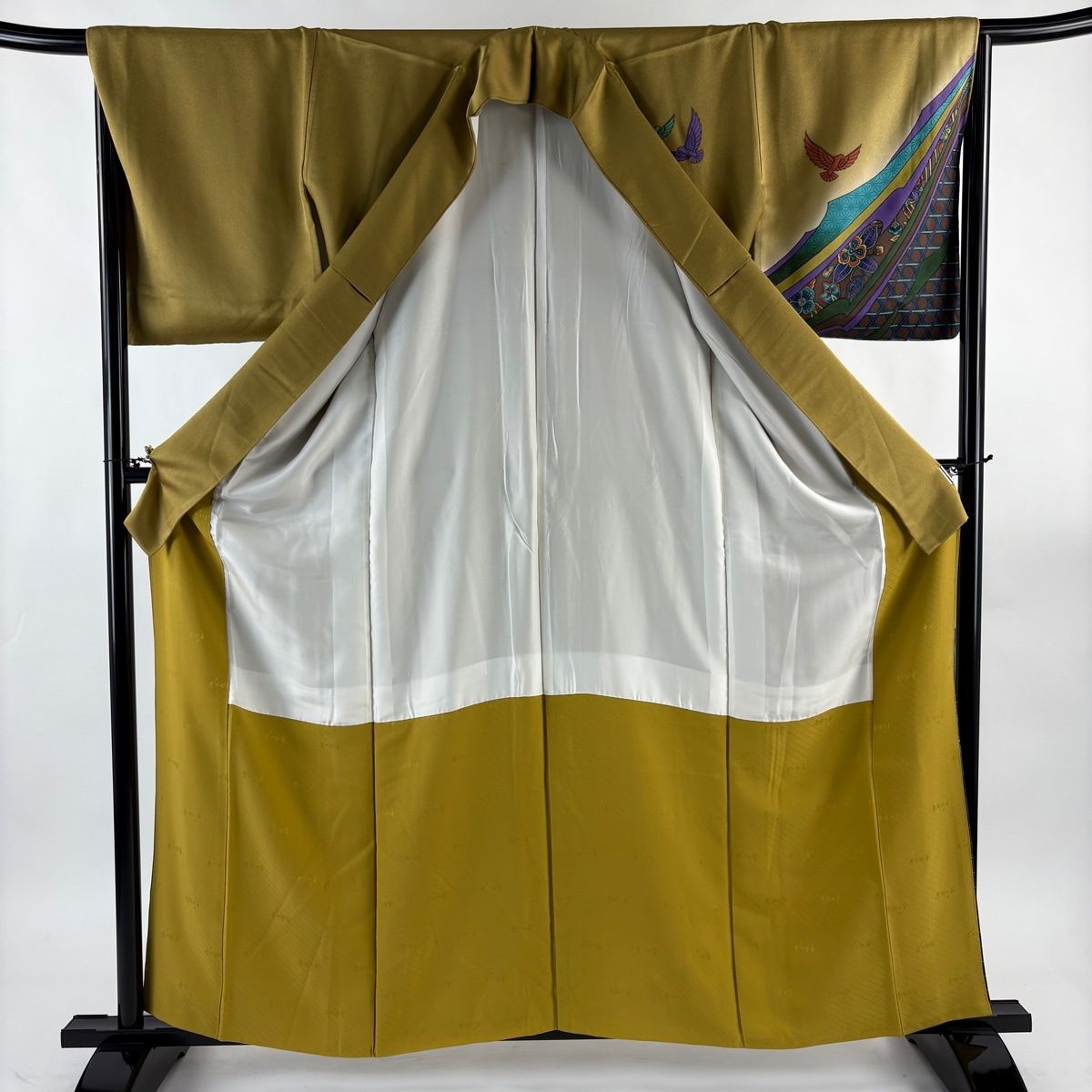 美品】 付下げ 身丈161.5cm 裄丈67cm M 袷 斉藤三才 落款 鳥 草花