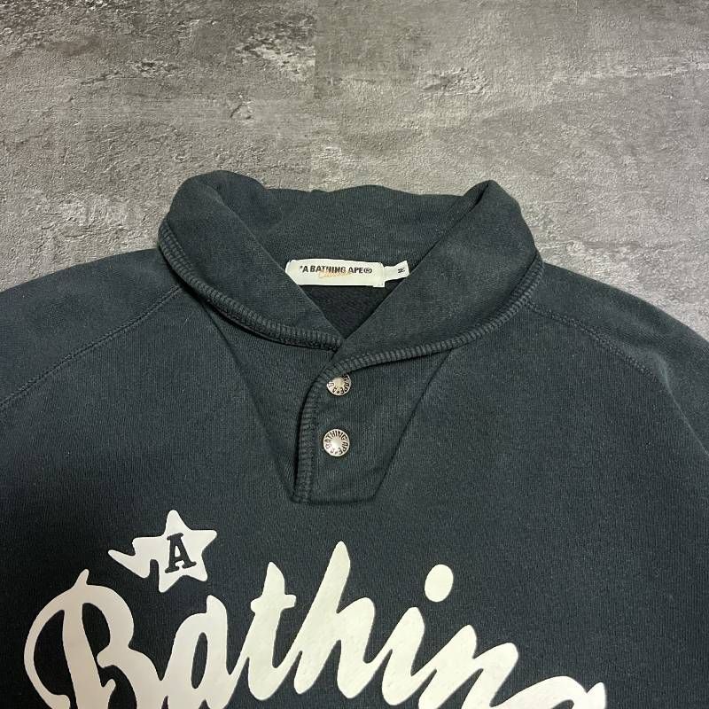 A BATHING APE BAPE Men's M Half Snap Sweatshirt Collared Short