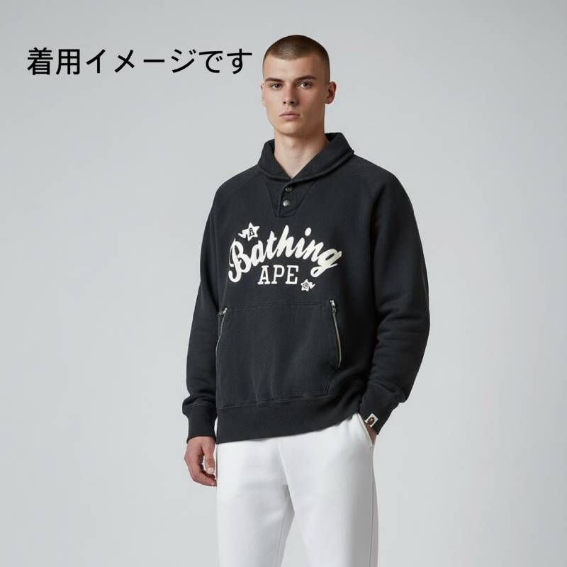 A BATHING APE BAPE Men's M Half Snap Sweatshirt Collared Short