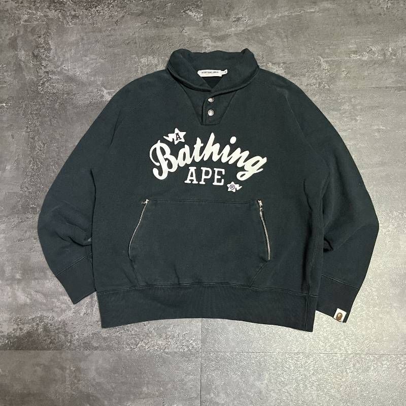 A BATHING APE BAPE Men's M Half Snap Sweatshirt Collared Short