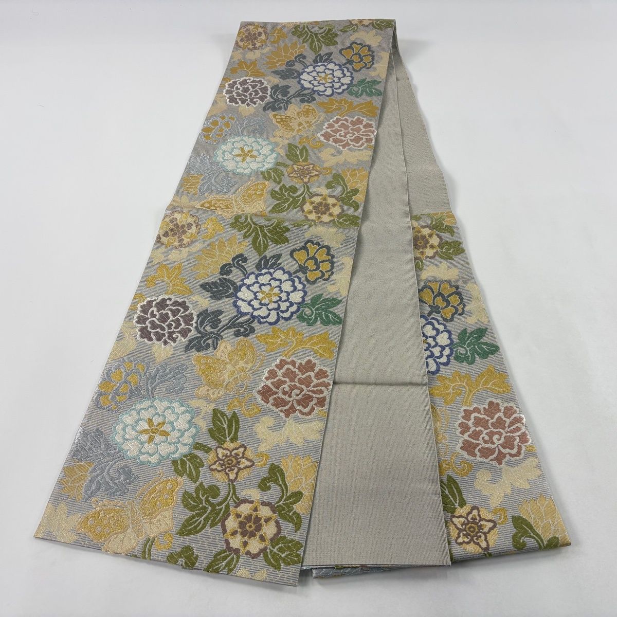 袋帯 袋帯 美品 秀品 六通 正絹 美品 秀品 草花 観世水