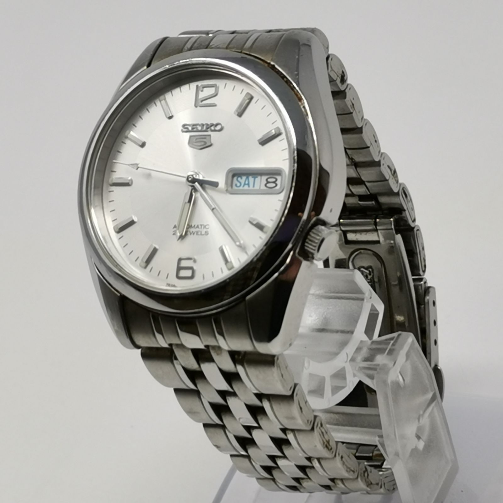 稼働品 セイコー 5 シルバー ラウンド オートマチック 自動巻き 腕時計 7S26 01V 管理番号KKVNKO4412