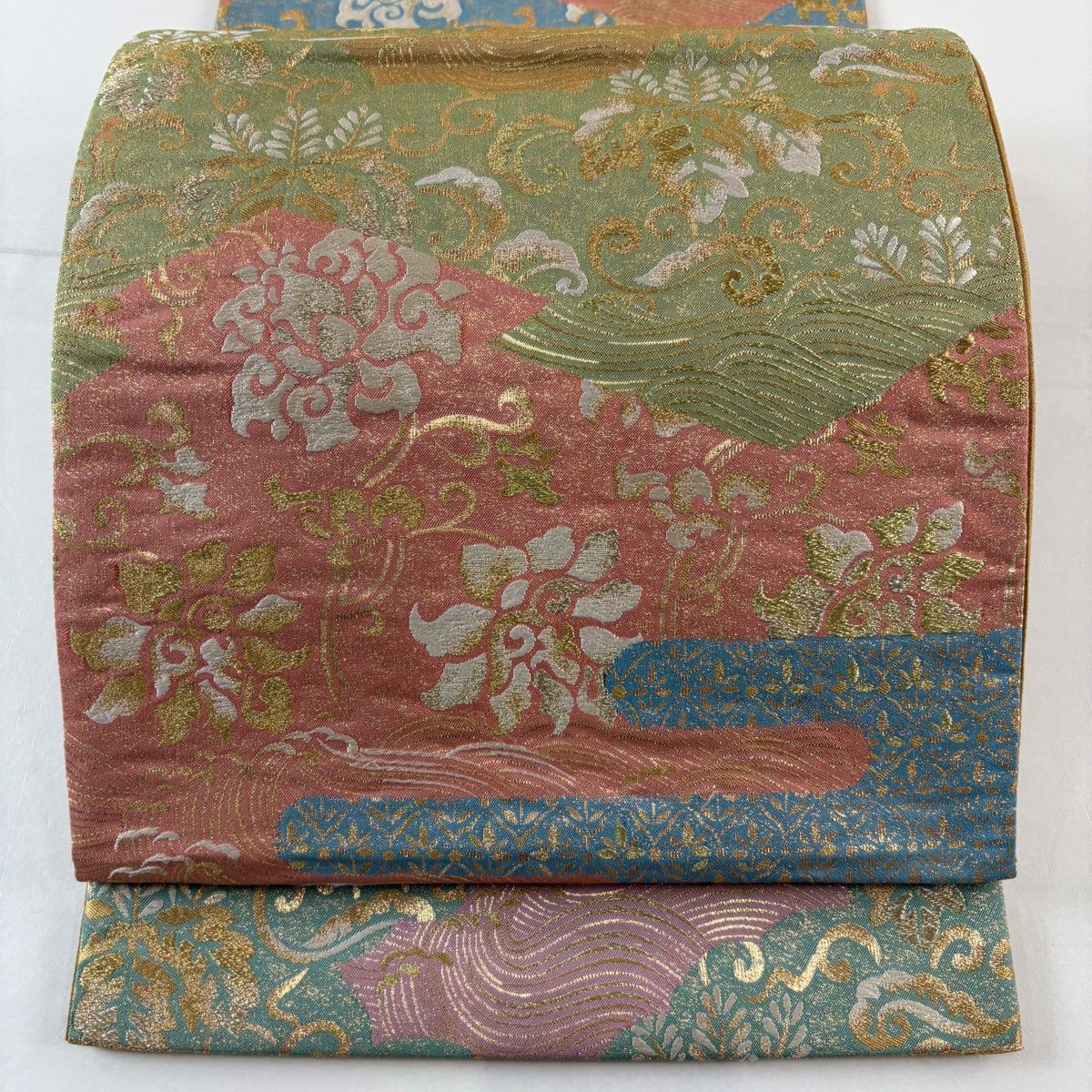 袋帯 名品 桐 花唐草 金糸 箔 黄緑色 六通 正絹 【中古】 - メルカリ