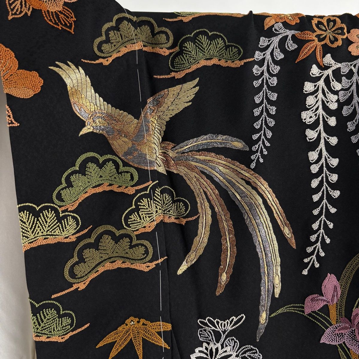 美品】 振袖 身丈163cm 裄丈69cm L 袷 落款 牡丹 鳳凰 相良刺繍 金糸