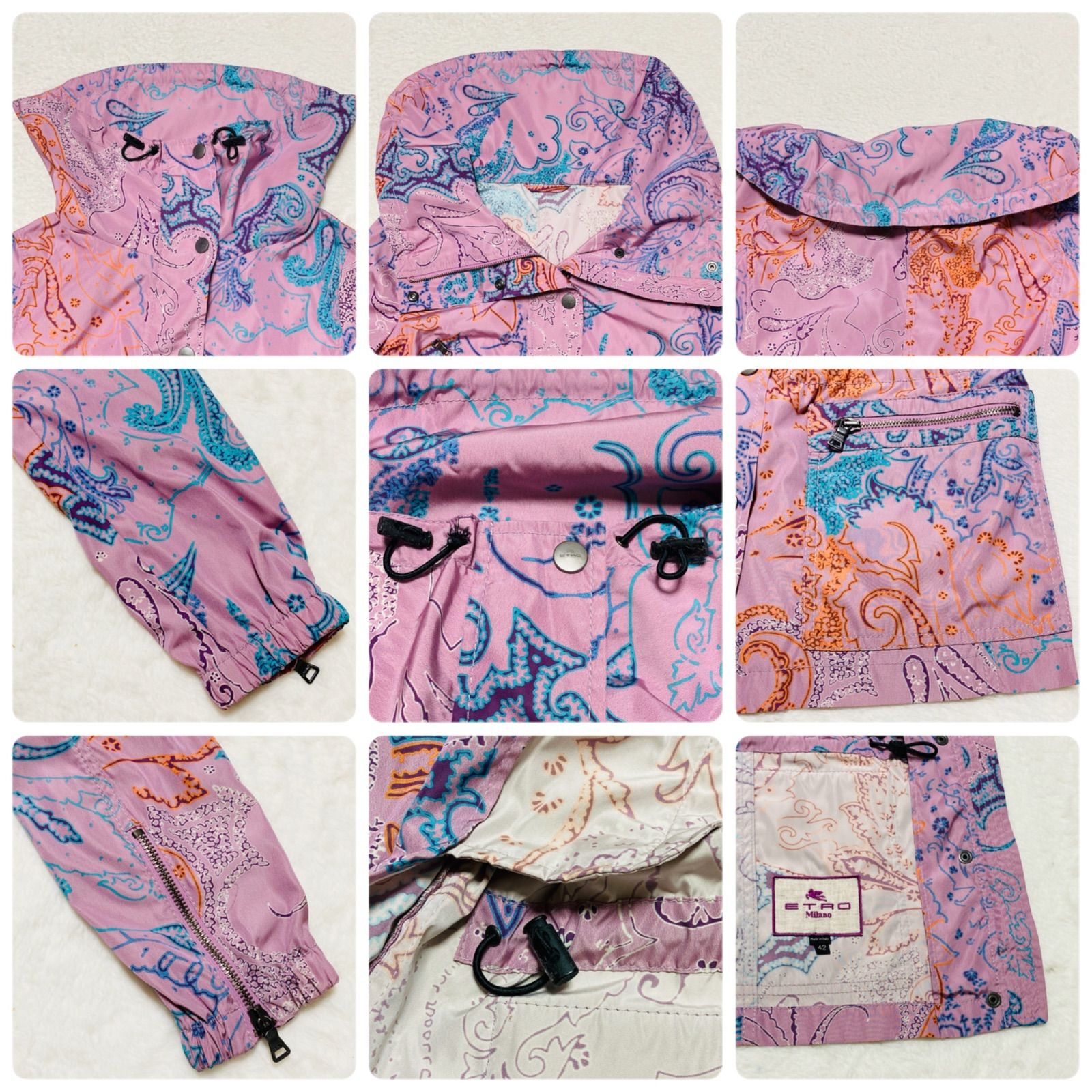 ETRO エトロ　ペイズリー柄　ノーカラージャケット　大きいサイズ　総柄　2XL ETRO エトロ ペイズリー柄 ノーカラージャケット 大きいサイズ 総柄