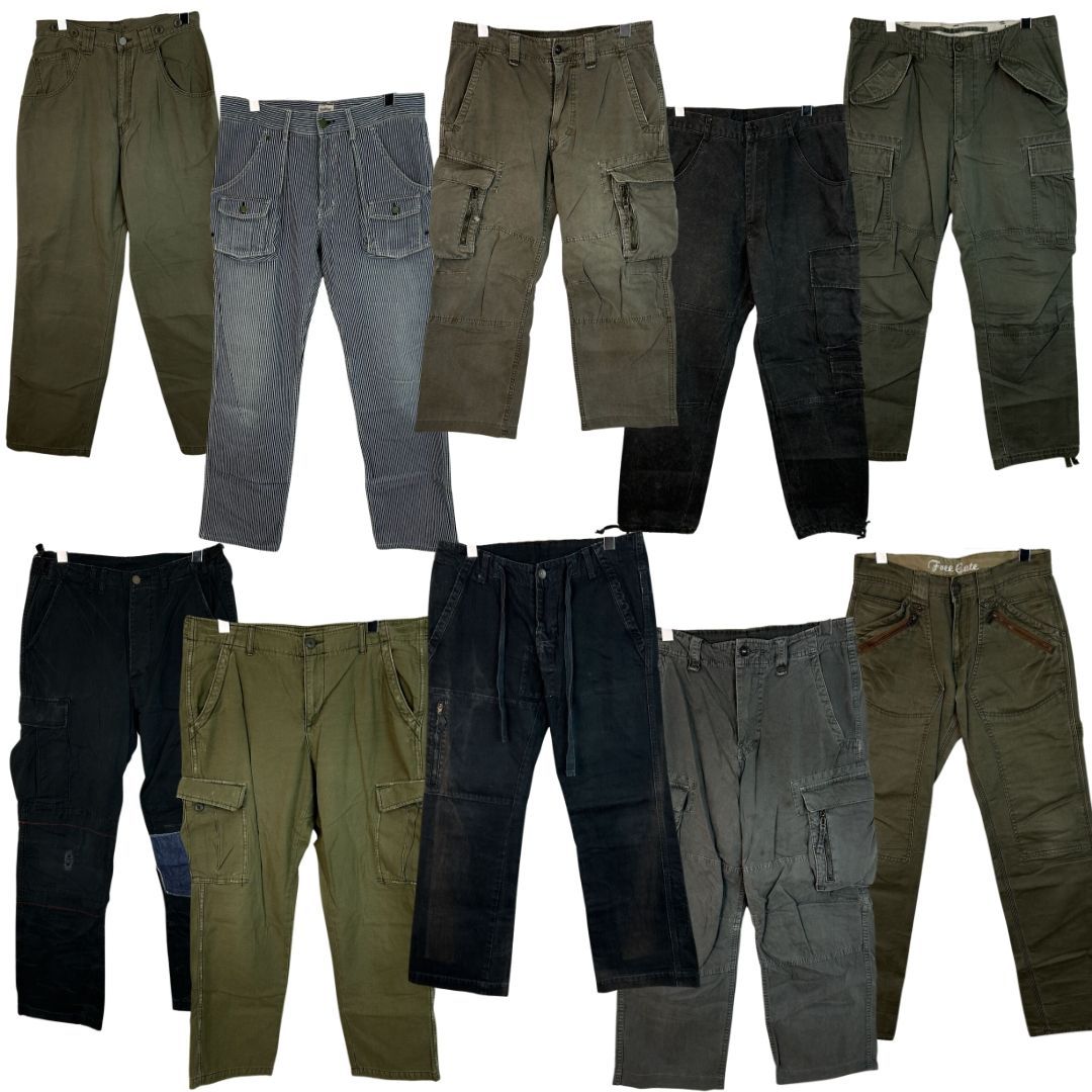 古着卸 古着まとめ売り メンズ カーゴパンツ ワークパンツ OSHKOSH アメリカンイーグル BEAMS UNIQLO BADBOY アースカラー ストライプ