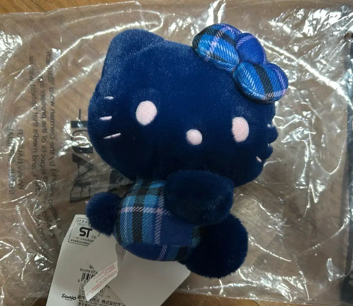 サンリオ 50周年 ハローキティ PLUSH ぬいぐるみ ブルー CHECK