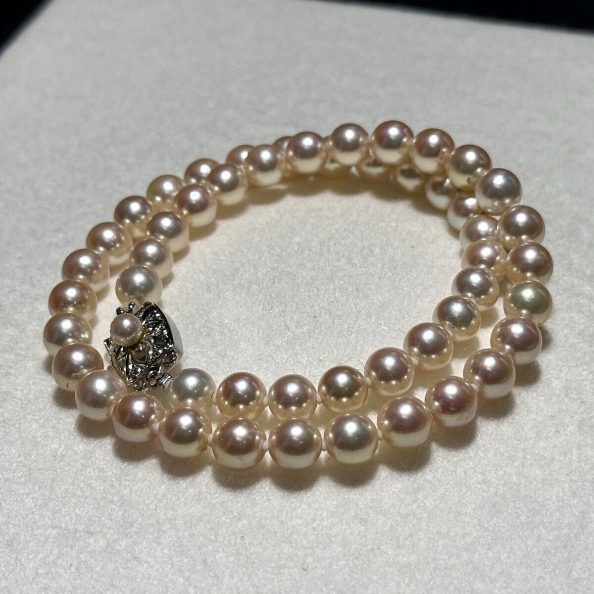 照り◎ |ミキモト アコヤパール ネックレス ホワイトピンク 6.46～6.98㎜ 38㎝ 24.6 g 本真珠 リアルパール SILVER刻印 SS 061