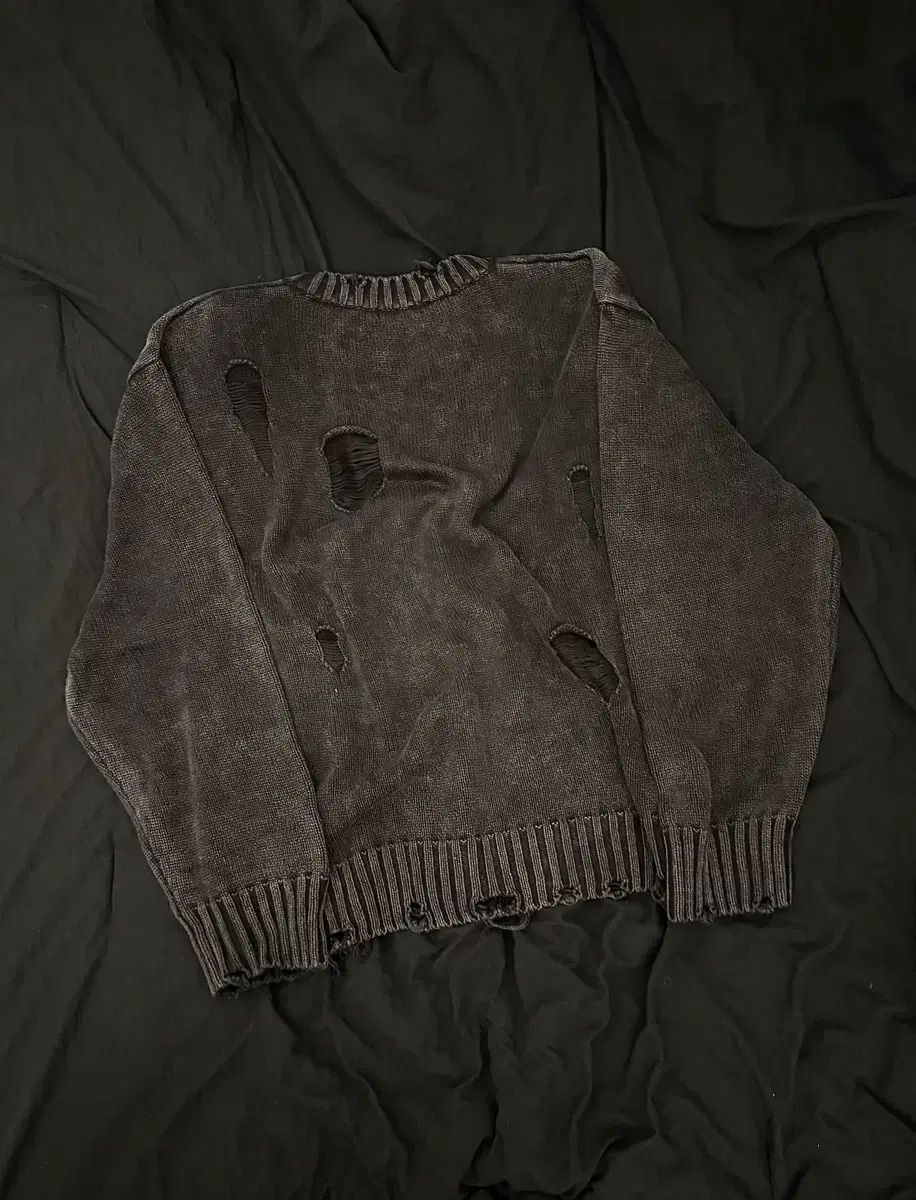 ETCE ダメージ ウォッシュド ニット ブラック