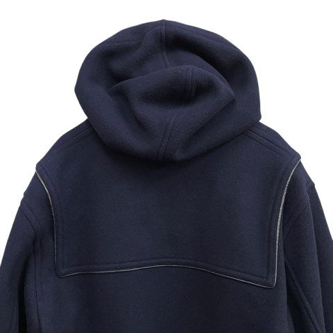 【美品】PaPas パパス ダッフルコート チェック　木製トグル　ダークネイビー 美品】PaPas パパス ダッフルコート チェック 木製トグル ダーク