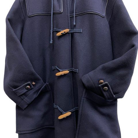 パパス Papas ロングダッフルコート 木製トグル ネイビー サイズM