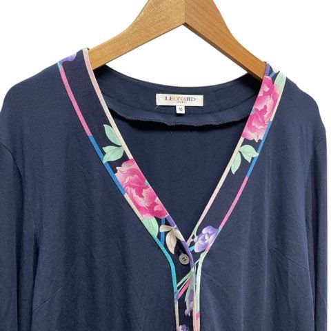 LEONARD SPORT フラワープリント カーディガン 40 LEONARD SPORT フラワープリント カーディガン 40
