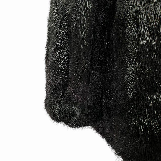 ブラックミンク MINK 毛皮コート リアルファー アウター 13号 XL相当