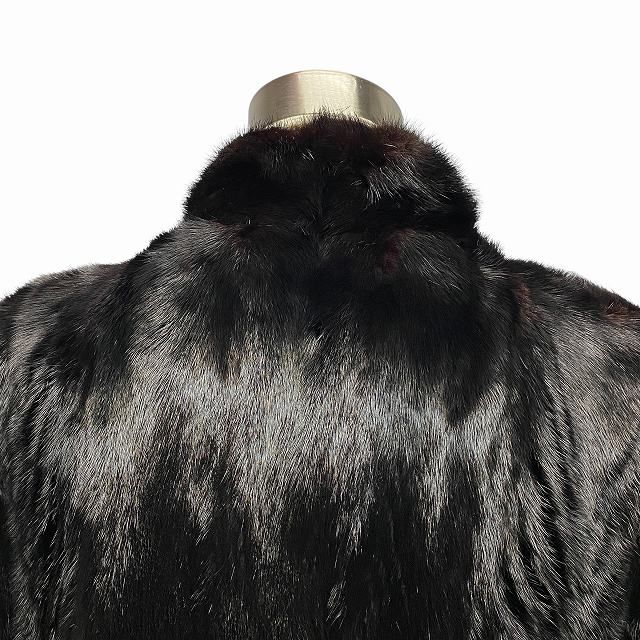 ブラックミンク MINK 毛皮コート リアルファー アウター 11号 L相当