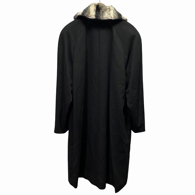 2way カシミヤ100% ロングコート ラビットファー 毛皮 ブラック F