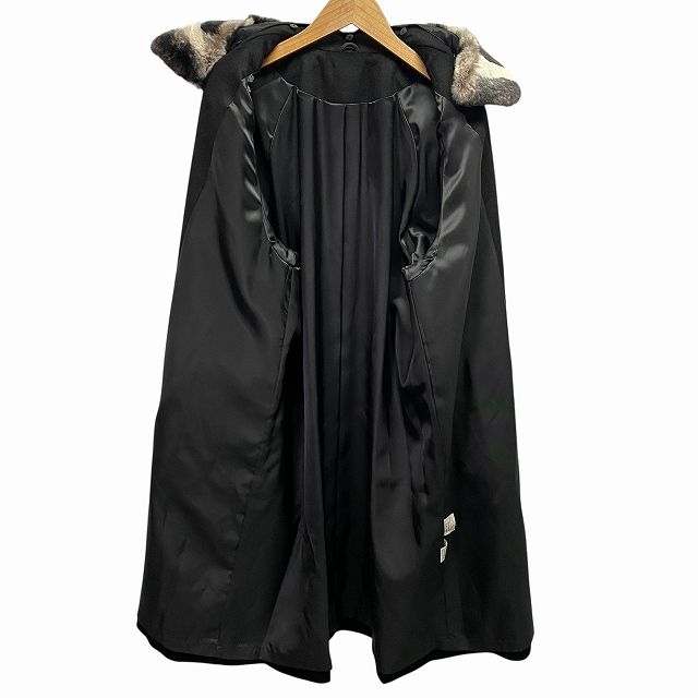 2way カシミヤ100% ロングコート ラビットファー 毛皮 ブラック F