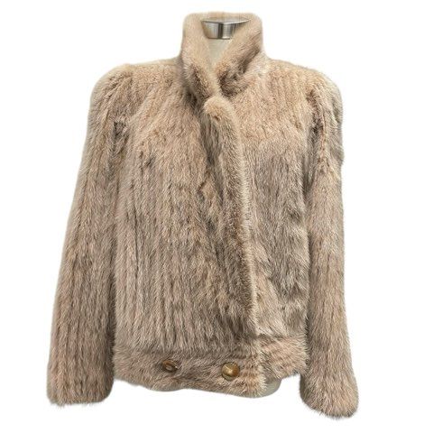 染めミンク MINK 毛皮 コート ブルゾン リアルファー ミルクティーベージュ 11号 Lサイズ相当
