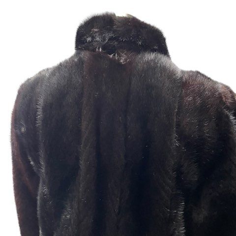 ミンク MINK 毛皮 ロングコート リアルファー ブラック 9号 Mサイズ